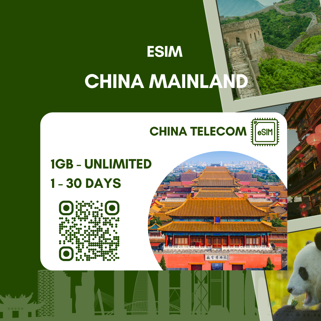 eSIM Trung Quốc Đại Lục - China Telecom - chỉ có data