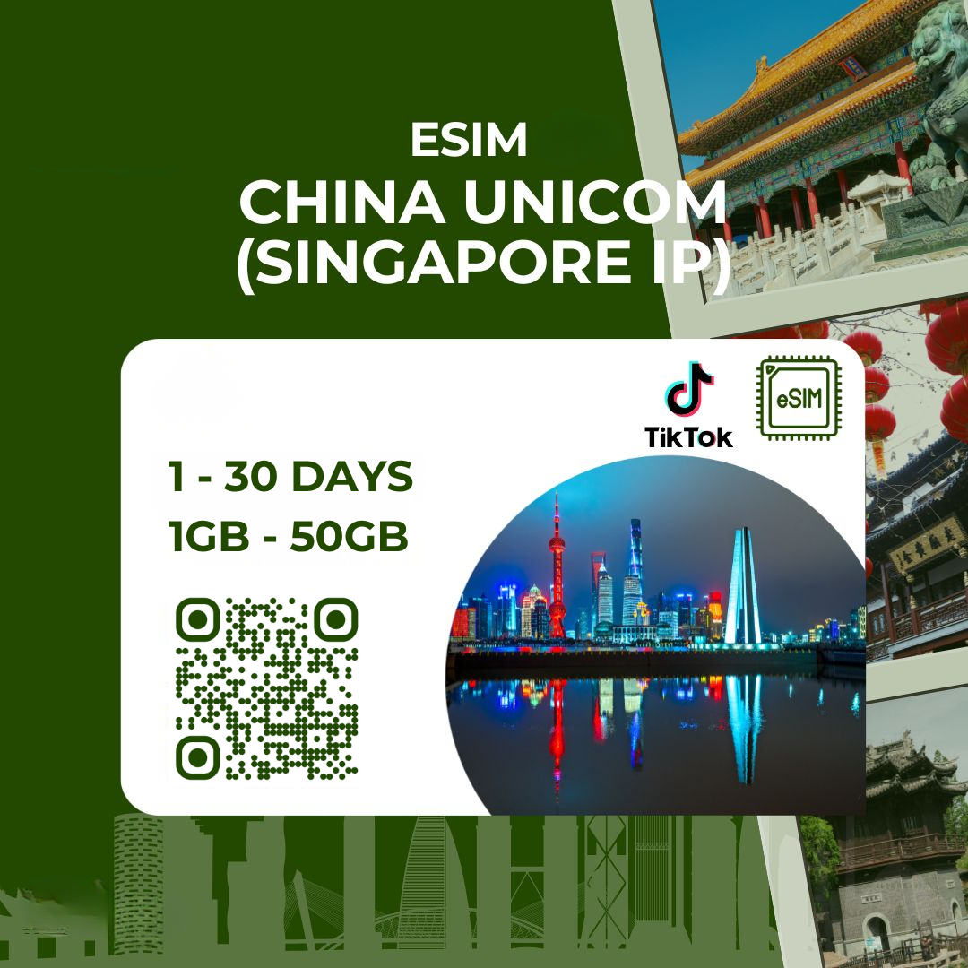 eSIM Trung Quốc (Singapore IP), sử dụng TikTok*